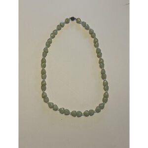 Vintage Green Jade Bead Necklace 18” Crystal Spacer Semi Precious Boho Healing